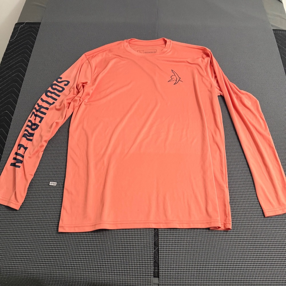 Southern Fin Apparel Womens XL Coral Orange UPF 50 Long Sleeve Fishing Shirt